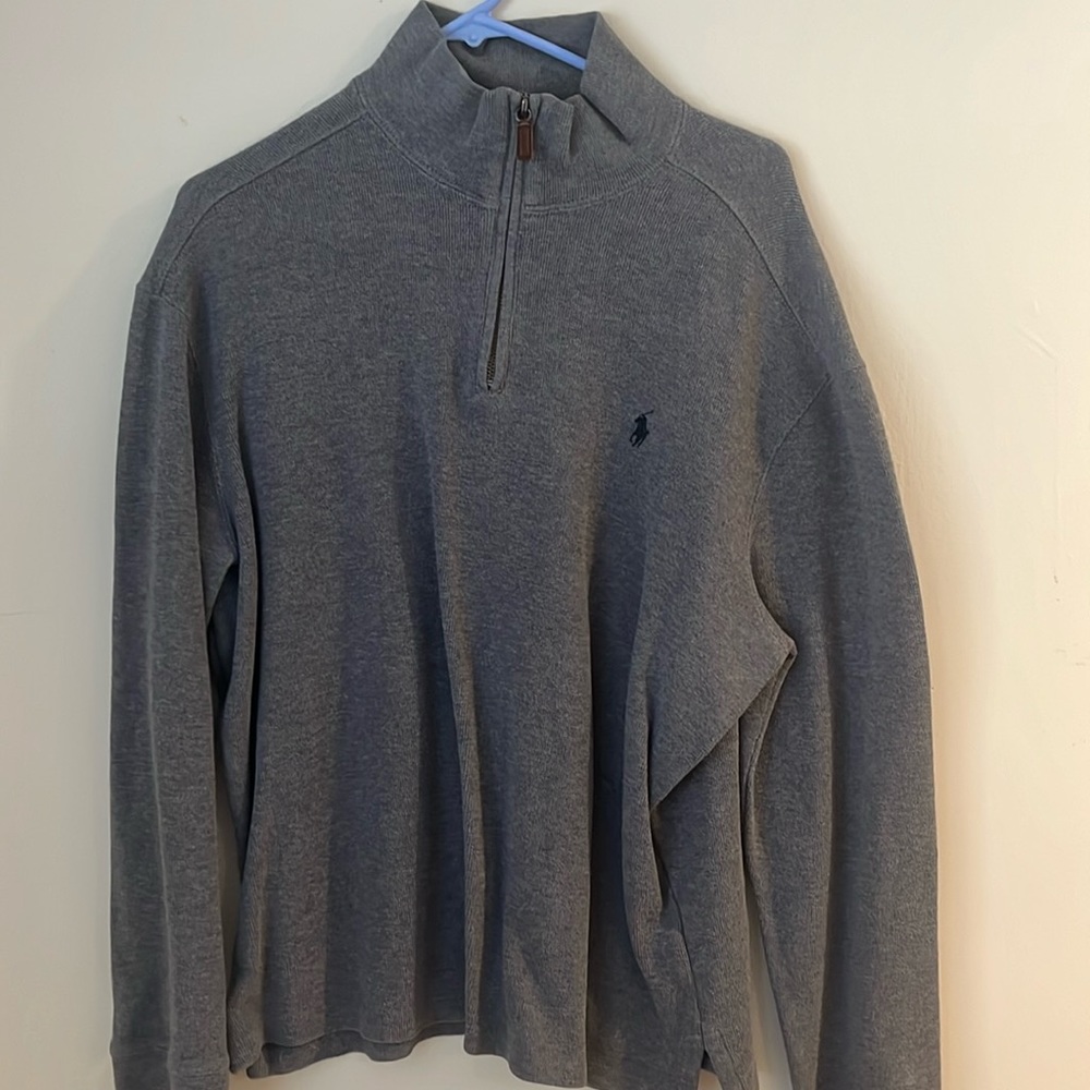 Polo Ralph Lauren 1/4 zip sweater, grey, size L